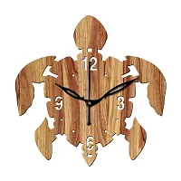 FRAVY 12"" Inch Prelam MDF Wood English Numeral Tortoise Without Glass Wall Clock (Beige, 30cm x 30cm) - 29-thumb1