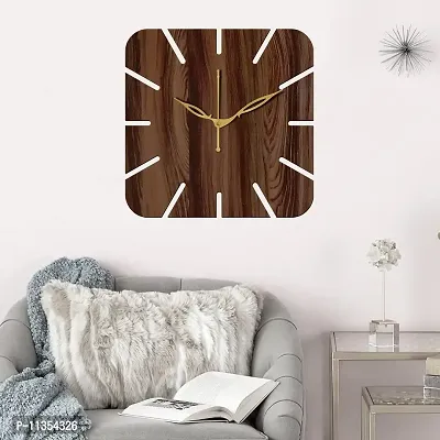 FRAVY 12"" Inch Prelam MDF Wood Cut Mark Square Without Glass Wall Clock (Brown, 30cm x 30cm) - 19