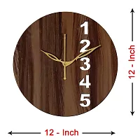 FRAVY 12"" Inch Prelam MDF Wood English Numeral Round Without Glass Wall Clock (Brown, 30cm x 30cm) - 23-thumb3