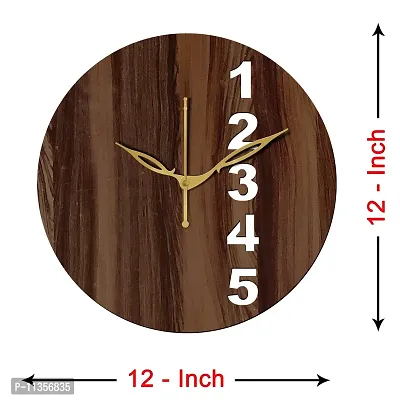 FRAVY 12"" Inch Prelam MDF Wood English Numeral Round Without Glass Wall Clock (Brown, 30cm x 30cm) - 23-thumb4