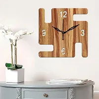 Freny Exim 12"" Inch Wooden MDF English Numeral Swastik Square Wall Clock Without Glass (Beige, 30cm x 30cm) - 32-thumb2