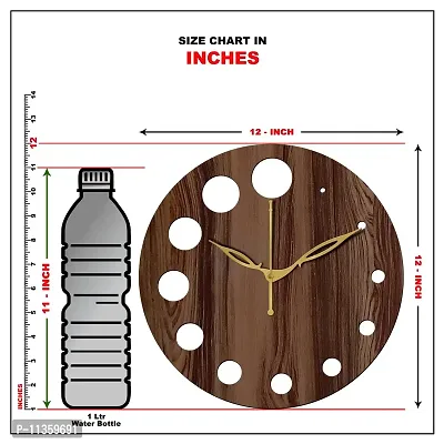 Freny Exim 12"" Inch Wooden MDF Cut Mark Round Wall Clock Without Glass (Brown, 30cm x 30cm) - 20-thumb5