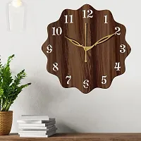 Freny Exim 12"" Inch Wooden MDF English Numeral Round Wall Clock Without Glass (Brown, 30cm x 30cm) - 18-thumb1