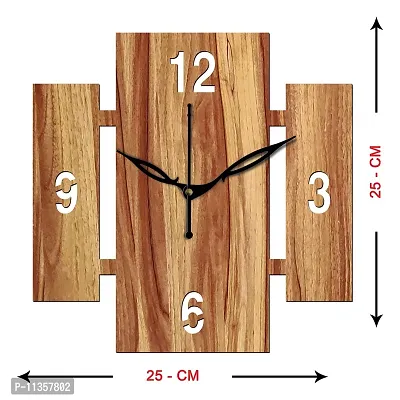 FRAVY 10 Inch MDF Wood Wall Clock for Home and Office (25Cm x 25Cm, Small Size, 014-Beige)-thumb5