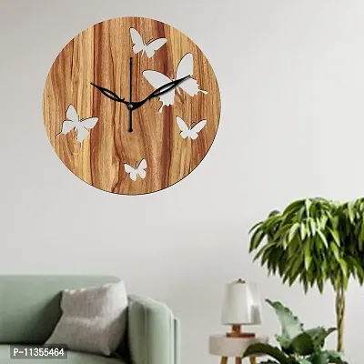 FRAVY 10 Inch MDF Wood Wall Clock for Home and Office (25Cm x 25Cm, Small Size, 009-Beige)