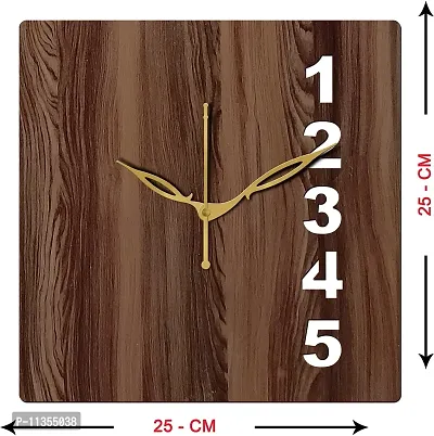 FRAVY 10 Inch MDF Wood Wall Clock for Home and Office (25Cm x 25Cm, Small Size, 024-Wenge)-thumb3