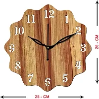 FRAVY 10 Inch MDF Wood Wall Clock for Home and Office (25Cm x 25Cm, Small Size, 018-Beige)-thumb2