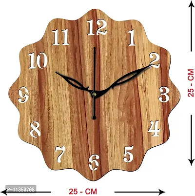 FRAVY 10 Inch MDF Wood Wall Clock for Home and Office (25Cm x 25Cm, Small Size, 018-Beige)-thumb3