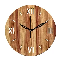 FRAVY 12"" Inch Prelam MDF Wood Roman Numeral Round Without Glass Wall Clock (Beige, 30cm x 30cm) - 12-thumb1