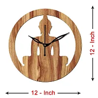 Freny Exim 12"" Inch Wooden MDF Lord Buddha Round Wall Clock Without Glass (Beige, 30cm x 30cm) - 39-thumb3