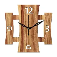 FRAVY 12"" Inch Prelam MDF Wood English Numeral Square Without Glass Wall Clock (Beige, 30cm x 30cm) - 15-thumb1