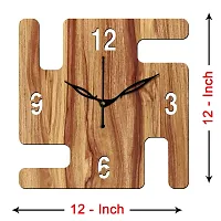 FRAVY 12"" Inch Prelam MDF Wood English Numeral Swastik Square Without Glass Wall Clock (Beige, 30cm x 30cm) - 51-thumb3