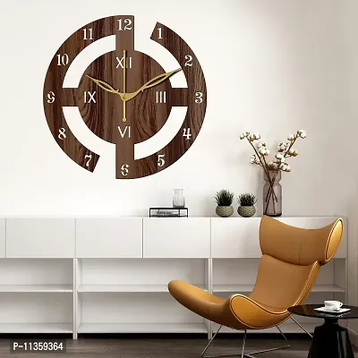 FRAVY 10 Inch MDF Wood Wall Clock for Home and Office (25Cm x 25Cm, Small Size, 027-Wenge)-thumb0