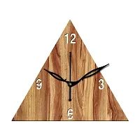 FRAVY 12"" Inch Prelam MDF Wood English Numeral Triangle Without Glass Wall Clock (Beige, 30cm x 30cm) - 30-thumb1