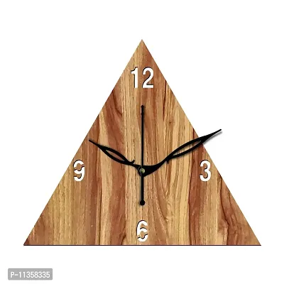 FRAVY 12"" Inch Prelam MDF Wood English Numeral Triangle Without Glass Wall Clock (Beige, 30cm x 30cm) - 30-thumb2