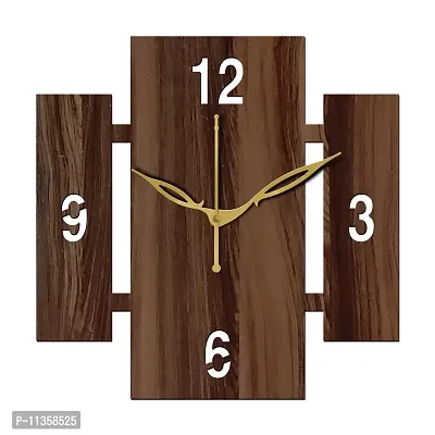 Freny Exim 12"" Inch Wooden MDF English Numeral Square Wall Clock Without Glass (Brown, 30cm x 30cm) - 14-thumb0