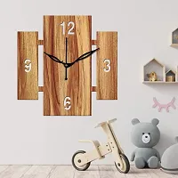 FRAVY 10 Inch MDF Wood Wall Clock for Home and Office (25Cm x 25Cm, Small Size, 014-Beige)-thumb1