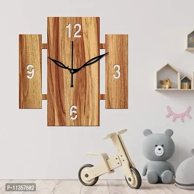 FRAVY 10 Inch MDF Wood Wall Clock for Home and Office (25Cm x 25Cm, Small Size, 014-Beige)-thumb2