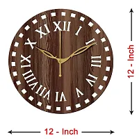 Freny Exim 12"" Inch Wooden MDF Roman Numeral Round Wall Clock Without Glass (Brown, 30cm x 30cm) - 11-thumb3