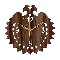 FRAVY 12"" Inch Prelam MDF Wood English Numeral Peacock Round Without Glass Wall Clock (Brown, 30cm x 30cm) - 47-thumb1