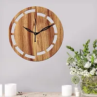 Freny Exim 12"" Inch Wooden MDF Cut Mark Round Wall Clock Without Glass (Beige, 30cm x 30cm) - 16-thumb2