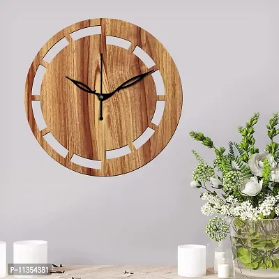 Freny Exim 12"" Inch Wooden MDF Cut Mark Round Wall Clock Without Glass (Beige, 30cm x 30cm) - 16-thumb3