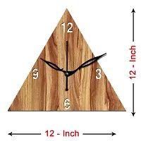 FRAVY 12"" Inch Prelam MDF Wood English Numeral Triangle Without Glass Wall Clock (Beige, 30cm x 30cm) - 30-thumb3