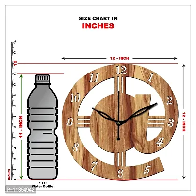 FRAVY 12"" Inch Prelam MDF Wood English Numeral Round Without Glass Wall Clock (Beige, 30cm x 30cm) - 13-thumb5