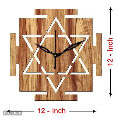 Freny Exim 12"" Inch Wooden MDF Vastu Square Wall Clock Without Glass (Beige, 30cm x 30cm) - 33-thumb5