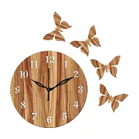 FRAVY 10 Inch MDF Wood Wall Clock for Home and Office (25Cm x 25Cm, Small Size, 001-Beige)-thumb4