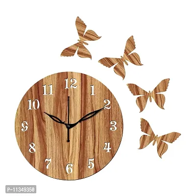 FRAVY 10 Inch MDF Wood Wall Clock for Home and Office (25Cm x 25Cm, Small Size, 001-Beige)-thumb5