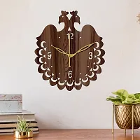 Freny Exim 12"" Inch Wooden MDF English Numeral Peacock Round Wall Clock Without Glass (Brown, 30cm x 30cm) - 45-thumb2