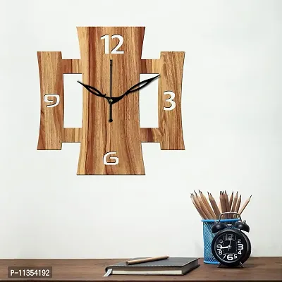 FRAVY 12"" Inch Prelam MDF Wood English Numeral Square Without Glass Wall Clock (Beige, 30cm x 30cm) - 15