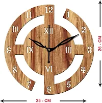 FRAVY 10 Inch MDF Wood Wall Clock for Home and Office (25Cm x 25Cm, Small Size, 027-Beige)-thumb2