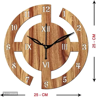 FRAVY 10 Inch MDF Wood Wall Clock for Home and Office (25Cm x 25Cm, Small Size, 027-Beige)-thumb3