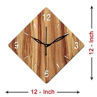 Freny Exim 12"" Inch Wooden MDF English Numeral Rhombus Wall Clock Without Glass (Beige, 30cm x 30cm) - 21-thumb3