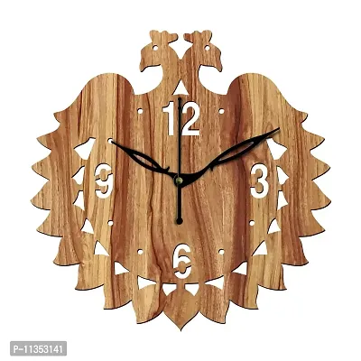 Freny Exim 12"" Inch Wooden MDF English Numeral Peacock Round Wall Clock Without Glass (Beige, 30cm x 30cm) - 47