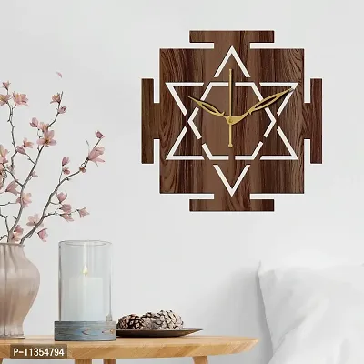 Freny Exim 12"" Inch Wooden MDF Vastu Square Wall Clock Without Glass (Brown, 30cm x 30cm) - 33-thumb3