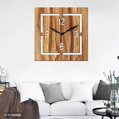 FRAVY 10 Inch MDF Wood Wall Clock for Home and Office (25Cm x 25Cm, Small Size, 037-Beige)-thumb3