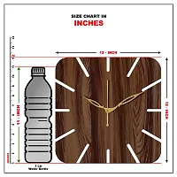 FRAVY 12"" Inch Prelam MDF Wood Cut Mark Square Without Glass Wall Clock (Brown, 30cm x 30cm) - 19-thumb4