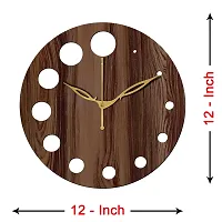 Freny Exim 12"" Inch Wooden MDF Cut Mark Round Wall Clock Without Glass (Brown, 30cm x 30cm) - 20-thumb3