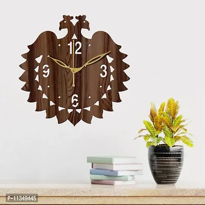 Freny Exim 12"" Inch Wooden MDF English Numeral Peacock Round Wall Clock Without Glass (Brown, 30cm x 30cm) - 47-thumb3