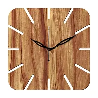 FRAVY 12"" Inch Prelam MDF Wood Cut Mark Square Without Glass Wall Clock (Beige, 30cm x 30cm) - 19-thumb1