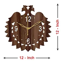 Freny Exim 12"" Inch Wooden MDF English Numeral Peacock Round Wall Clock Without Glass (Brown, 30cm x 30cm) - 47-thumb3