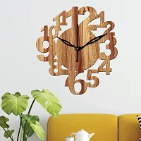 FRAVY 10 Inch MDF Wood Wall Clock for Home and Office (25Cm x 25Cm, Small Size, 017-Beige)-thumb1