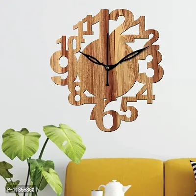 FRAVY 10 Inch MDF Wood Wall Clock for Home and Office (25Cm x 25Cm, Small Size, 017-Beige)-thumb2