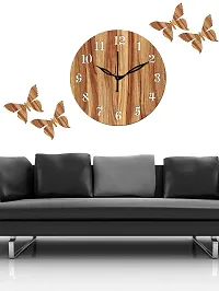 FRAVY 10 Inch MDF Wood Wall Clock for Home and Office (25Cm x 25Cm, Small Size, 001-Beige)-thumb3