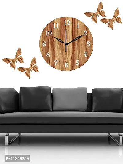 FRAVY 10 Inch MDF Wood Wall Clock for Home and Office (25Cm x 25Cm, Small Size, 001-Beige)-thumb4