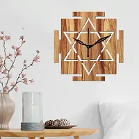 FRAVY 12"" Inch Prelam MDF Wood Vastu Square Without Glass Wall Clock (Beige, 30cm x 30cm) - 33-thumb2