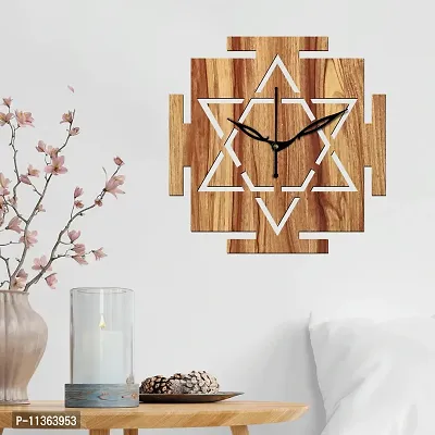 FRAVY 12"" Inch Prelam MDF Wood Vastu Square Without Glass Wall Clock (Beige, 30cm x 30cm) - 33-thumb3